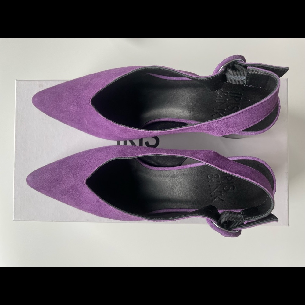 Iris & Ink Woman Eira Suede Slingback Pumps Violet (NEW)